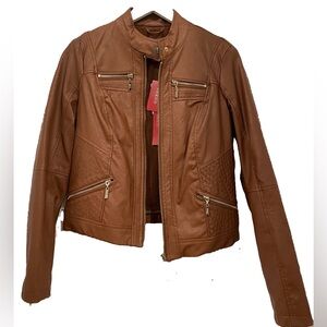 Guess Faux Leather moto jacket - fur lined NWT